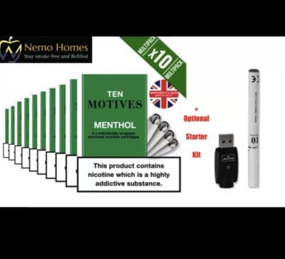 Buy 10 Ten Motives Menthol Cartridges 10 motives - Free UK Next Day Delivery (no minimum spend)