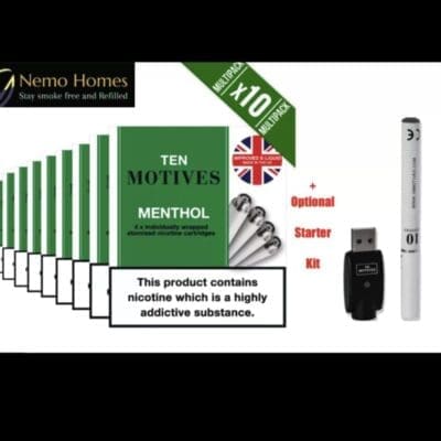 Buy 10 Ten Motives Menthol Cartridges 10 motives - Free UK Next Day Delivery (no minimum spend)