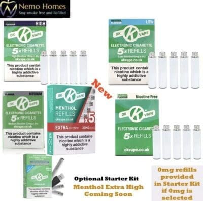 Buy Ok Vape Menthol Cartomizer Refills Disposable Cartridge - Free UK Next Day Delivery (no minimum spend)