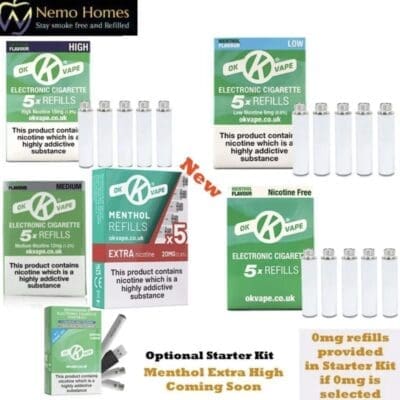 Buy Ok Vape Menthol Cartomizer Refills Disposable Cartridge - Free UK Next Day Delivery (no minimum spend)