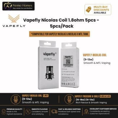 Buy Vapefly Nicolas Fatboy Replacement Glass Tube| Opt Coils - Free UK Next Day Delivery (no minimum spend)