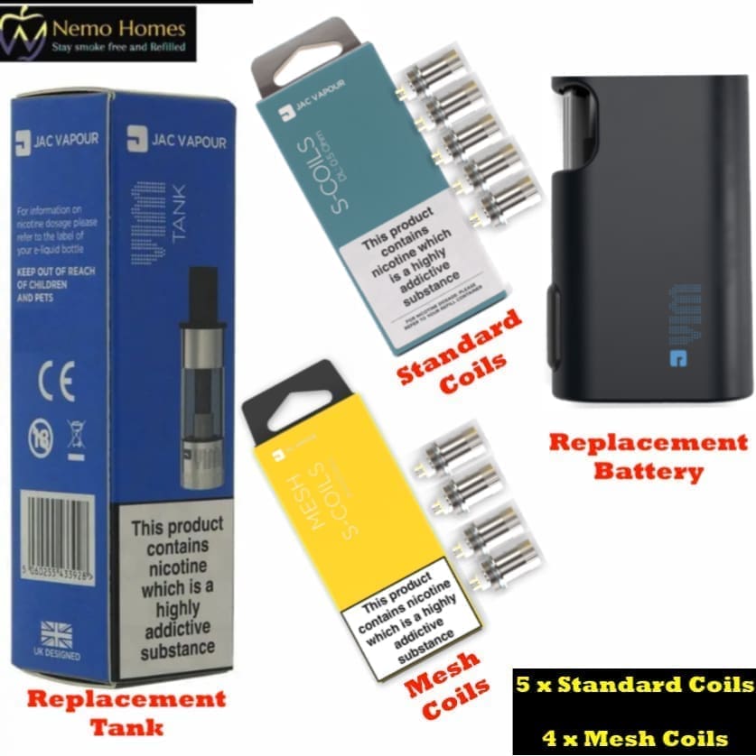 Buy JAC VAPOUR VIM Tank Coils and Battery Jac Vapour - Free UK Next Day Delivery (no minimum spend)