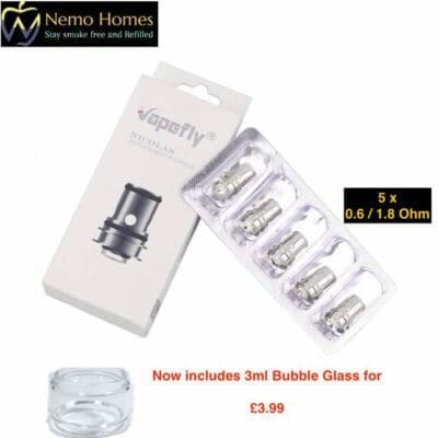 Buy Vapefly Nicolas Fatboy Replacement Glass Tube| Opt Coils  - Free UK Next Day Delivery (no minimum spend)