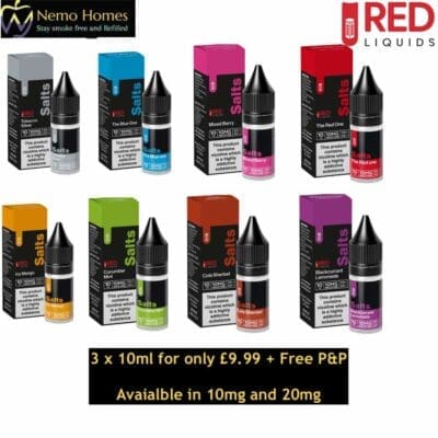 Buy RED Liquids Premium Salts E Liquid | Vape Juice | 3 x 10ml | eliquid | Vape oil  - Free UK Next Day Delivery (no minimum spend)