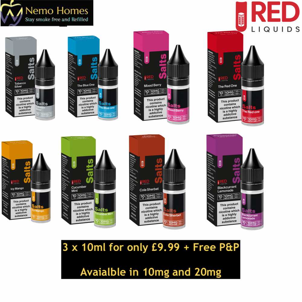 Buy RED Liquids Premium Salts E Liquid | Vape Juice | 3 x 10ml | eliquid | Vape oil  - Free UK Next Day Delivery (no minimum spend)