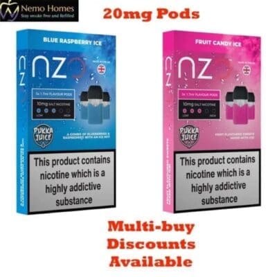 Buy NZO Fruit Fair and Blue Raspberry Ice 20mg  - Free UK Next Day Delivery (no minimum spend)