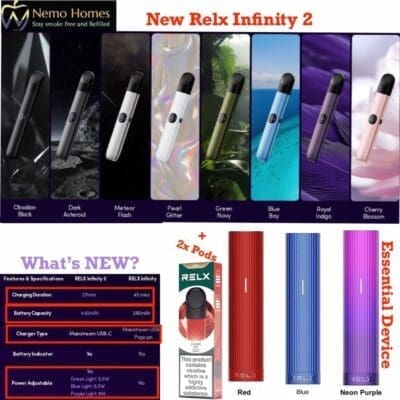 Buy Relx Infinity 2 and Essential Device Kit Disposable Pods - Free UK Next Day Delivery (no minimum spend)