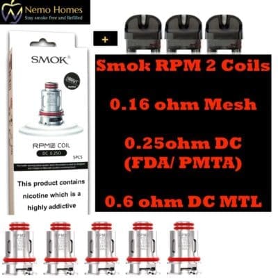 Buy Smok RPM 2 Mesh | DC | FDA Coils and RPM 1 & 2 Pods  - Free UK Next Day Delivery (no minimum spend)