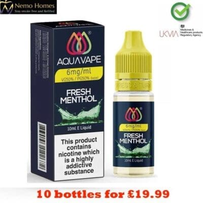 Buy Aquavape Fresh Menthol 6mg 50:50 Eliquid 6mg - Free UK Next Day Delivery (no minimum spend)