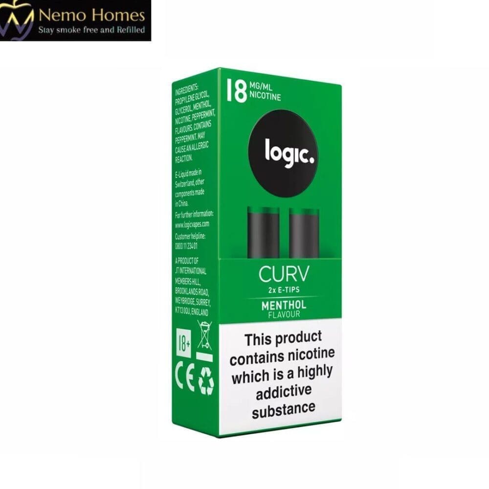 Buy Logic Curv Menthol 18mg E-Tip Cartridges Disposable Cartridge - Free UK Next Day Delivery (no minimum spend)