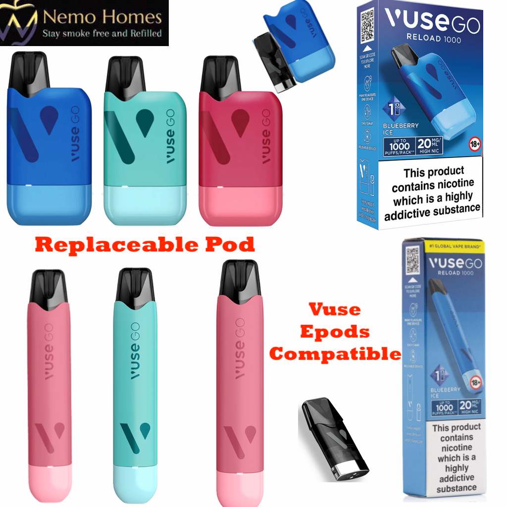 Buy Vuse Go Reload 1000 Rechargeable Vape Kit Disposable - Free UK Next Day Delivery (no minimum spend)