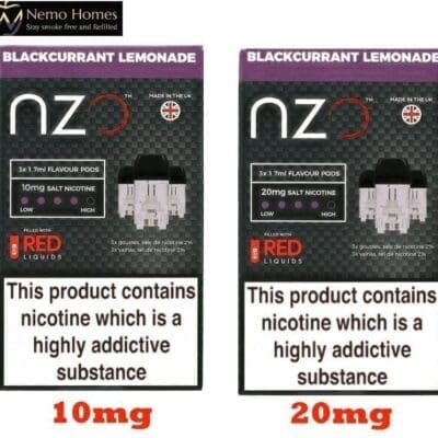 Buy NZO Blackcurrant Lemonade Nic Salt Pod blackcurrant - Free UK Next Day Delivery (no minimum spend)