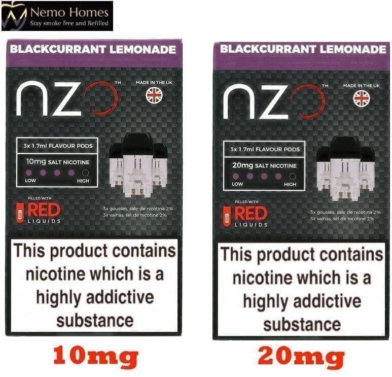 Buy NZO Blackcurrant Lemonade Nic Salt Pod blackcurrant - Free UK Next Day Delivery (no minimum spend)
