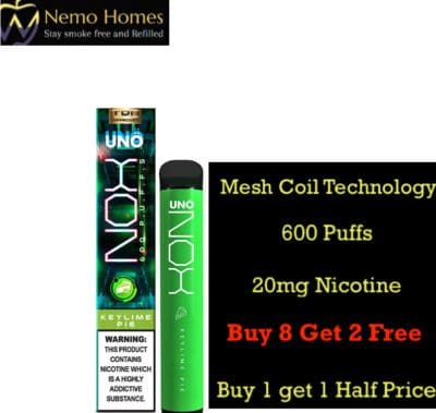 Buy Keylime Pie Uno Nox Vape Disposable Disposable - Free UK Next Day Delivery (no minimum spend)