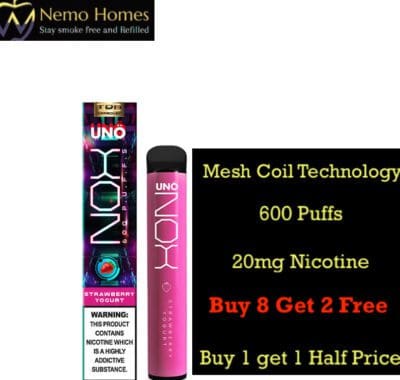 Buy Strawberry Yogurt Uno Nox Vape Disposable Disposable - Free UK Next Day Delivery (no minimum spend)
