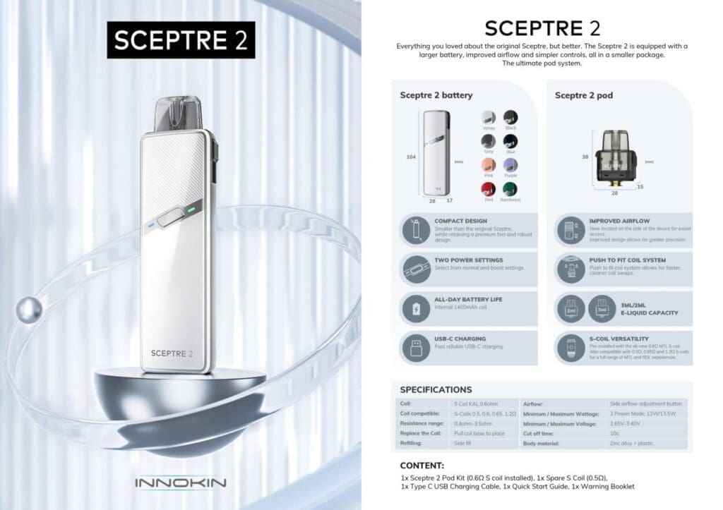 Buy Innokin Sceptre 2 Pod Mod Vape Kit innokin - Free UK Next Day Delivery (no minimum spend)
