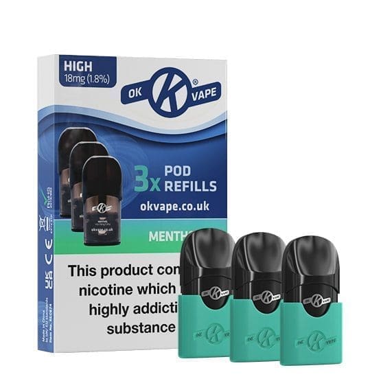 Buy Ok Vape Pod Vape Kit - 3 x Berry Mint 12mg Pods  - Free UK Next Day Delivery (no minimum spend)