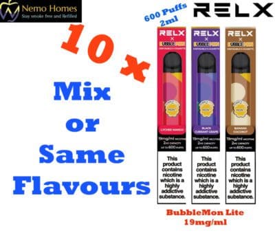 Buy Relx BubbleMon | Variety 10 Pack Disposable - Free UK Next Day Delivery (no minimum spend)
