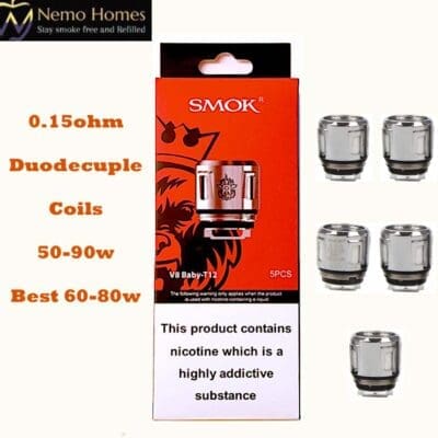 Buy Smok 0.15ohm V8 Baby TFV12 Coils  - Free UK Next Day Delivery (no minimum spend)