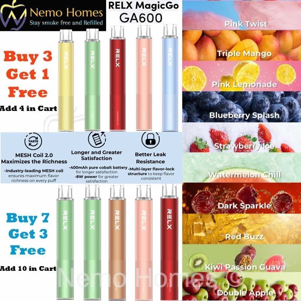 Buy Relx MagicGo GA600 20mg Vape - Free UK Next Day Delivery (no minimum spend)
