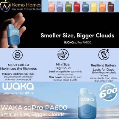 Buy Relx Waka soPro Pa600 Disposable Vape Disposable - Free UK Next Day Delivery (no minimum spend)