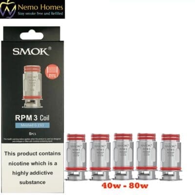 Buy Smok NORD 5 RPM 3 Pod and Coils - 5 x 0.15 ohm RPM 3 Mesh Coils  - Free UK Next Day Delivery (no minimum spend)