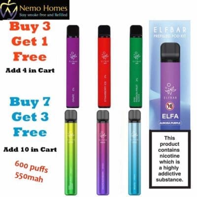 Buy ELFBar Reusable V1 and V2 Vape Pen | Elfa - Free UK Next Day Delivery (no minimum spend)