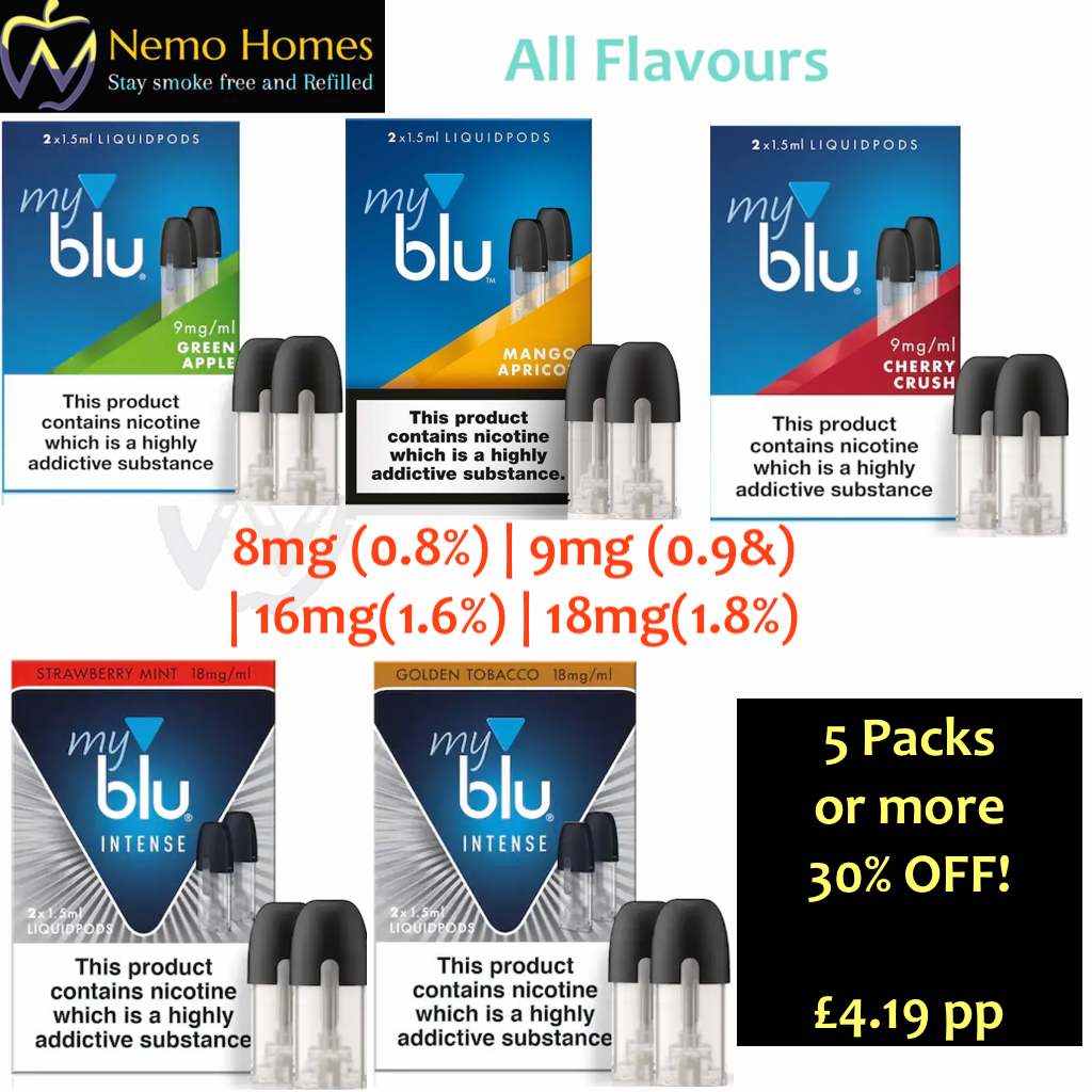 Buy Blu | MyBlu Pods- 8mg | 9mg | 16mg | 18mg Blu - Free UK Next Day Delivery (no minimum spend)