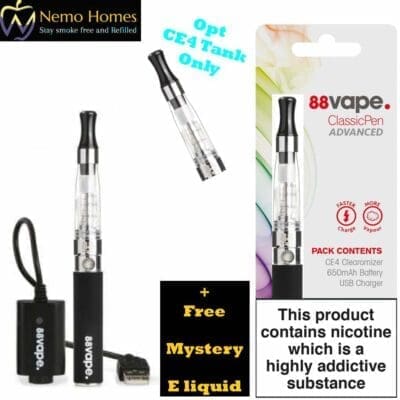 Buy 88Vape CE4 Classic Pen Advanced Kit Bundle  - Free UK Next Day Delivery (no minimum spend)