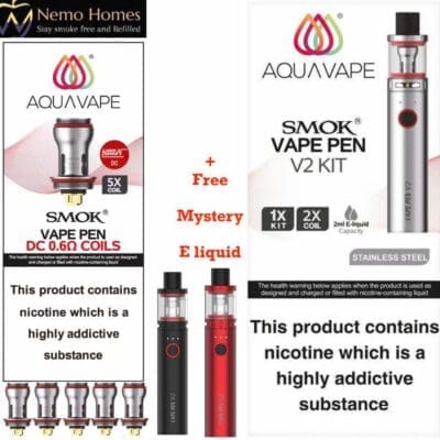 Buy Smok V2 Vape Pen + E liquid and Coils  - Free UK Next Day Delivery (no minimum spend)