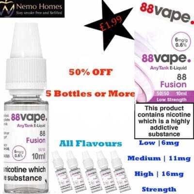 Buy 88 Vape 50|50 Any Tank E liquid  - Free UK Next Day Delivery (no minimum spend)