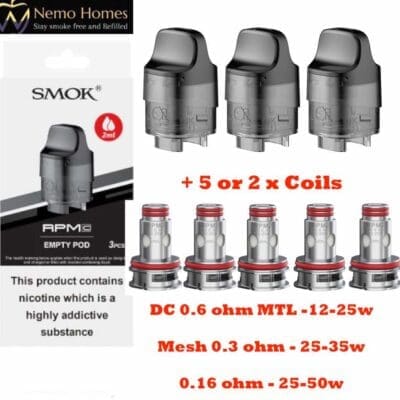 Buy Smok RPM C Pod and Coils | RPMC 2ml 4ml  - Free UK Next Day Delivery (no minimum spend)