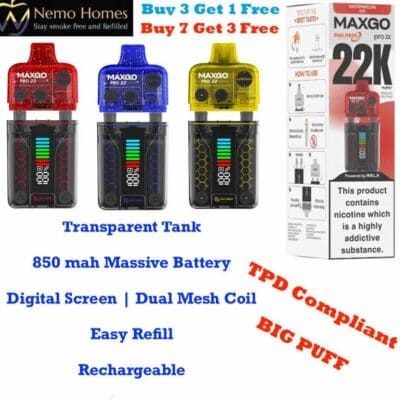 Buy RELX MAXGO Pro 22K Rechargeable Vape Kit Cotton - Free UK Next Day Delivery (no minimum spend)