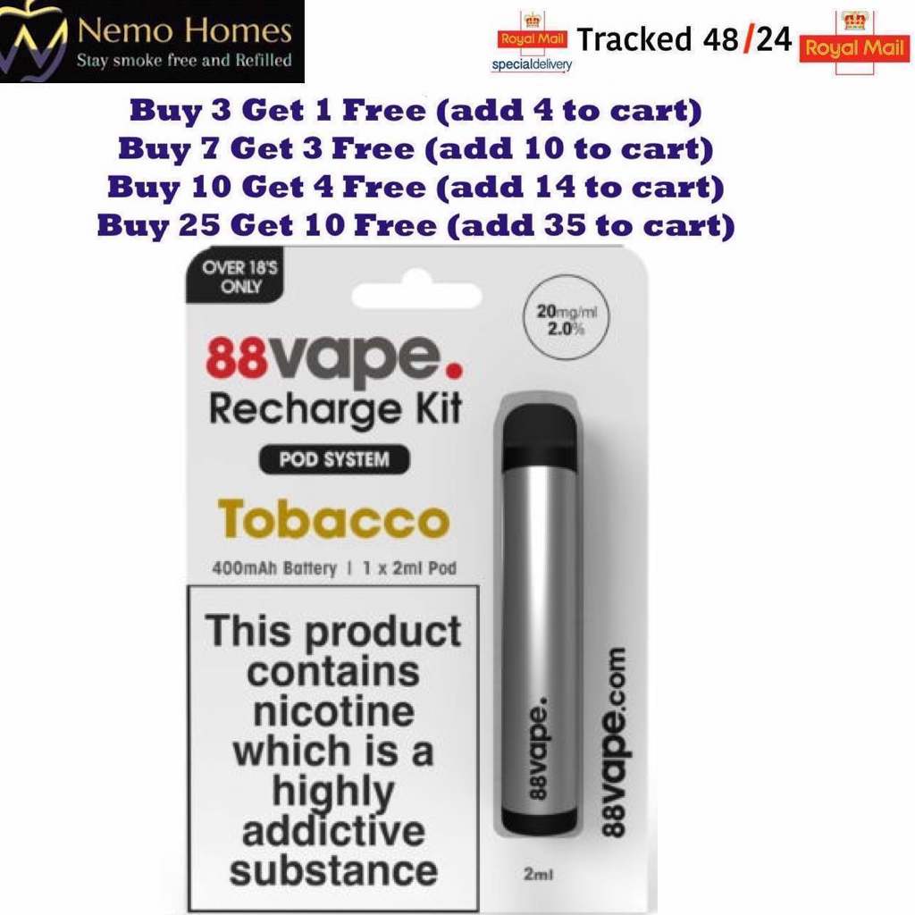Buy 88Vape Recharge Vape Kit and Pods - Free UK Next Day Delivery (no minimum spend)