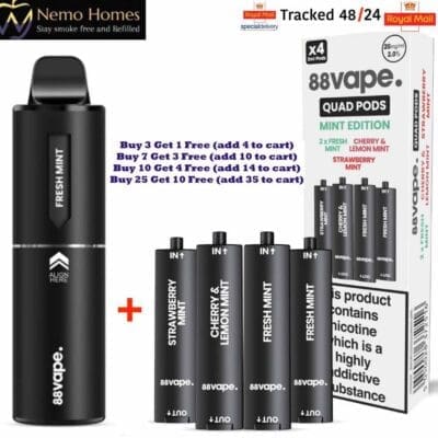 Buy 88Vape Quad 4-in-1 Kit and Quad Pods  - Free UK Next Day Delivery (no minimum spend)