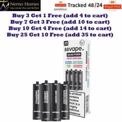 Buy 88Vape Quad 4-in-1 Kit and Quad Pods  - Free UK Next Day Delivery (no minimum spend)
