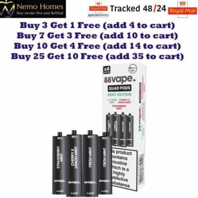 Buy 88Vape Quad 4-in-1 Kit and Quad Pods  - Free UK Next Day Delivery (no minimum spend)