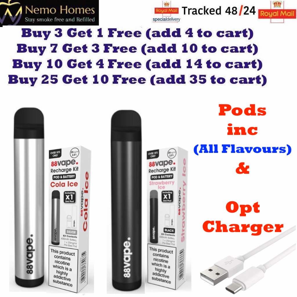 Buy 88Vape Recharge Vape Kit and Pods - Free UK Next Day Delivery (no minimum spend)