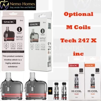 Buy Smok Tech247 Pods and Coils - Tech 247 - Free UK Next Day Delivery (no minimum spend)
