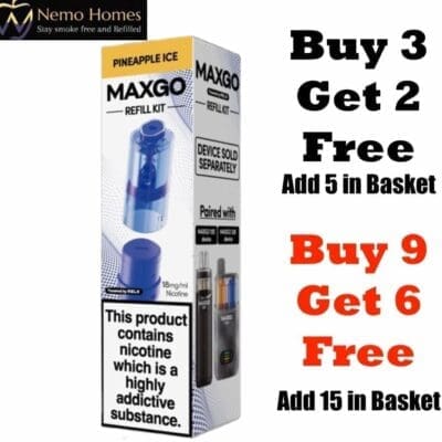 Buy RELX MAXGO 33k Vape Kit and Pods - 12K Refill Watermelon  - Free UK Next Day Delivery (no minimum spend)