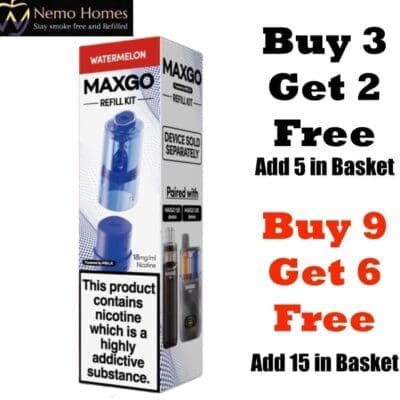 Buy RELX MAXGO 33k Vape Kit and Pods - 12K Refill Watermelon  - Free UK Next Day Delivery (no minimum spend)