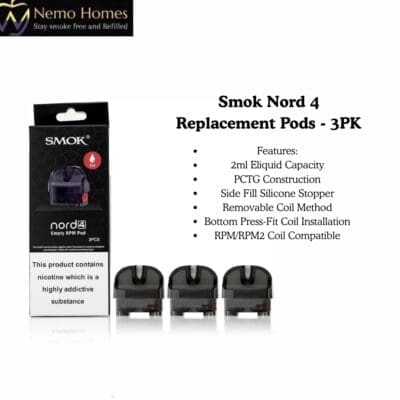Buy Smok Nord 4 Replacement Pods - 3PK  - Free UK Next Day Delivery (no minimum spend)