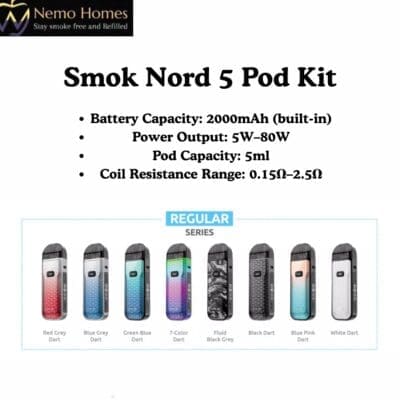 Buy SMOK Nord 5 Pod Kit  - Free UK Next Day Delivery (no minimum spend)