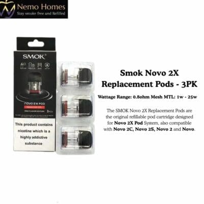 Buy Smok Novo 2X Replacement Pods – 3PK  - Free UK Next Day Delivery (no minimum spend)