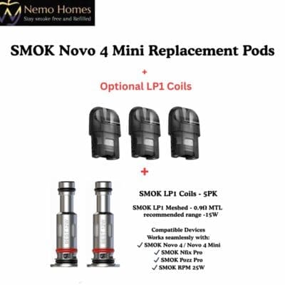 Buy SMOK Novo 4 Mini Replacement Pods  - Free UK Next Day Delivery (no minimum spend)