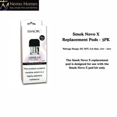 Buy SMOK Novo X Replacement Pods - 3PK - DC 0.8Ohm - Free UK Next Day Delivery (no minimum spend)