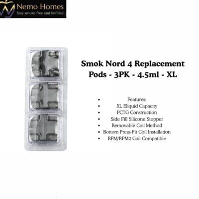 Buy Smok Nord 4 Replacement Pods - 3PK - RPM - 4.5ML - XL  - Free UK Next Day Delivery (no minimum spend)