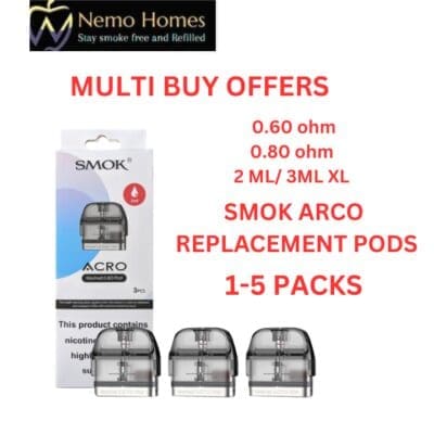 Buy SMOK Arco Replacement Pods  - Free UK Next Day Delivery (no minimum spend)