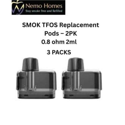 Buy SMOK TFOS Replacement Pods – 2PK - 0.8 ohm - 2ml - (3 PACKS)  - Free UK Next Day Delivery (no minimum spend)