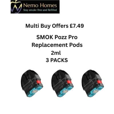Buy SMOK Pozz Pro Replacement Pods - 3 PACKS- Smok Pozz Empty Pod  - Free UK Next Day Delivery (no minimum spend)